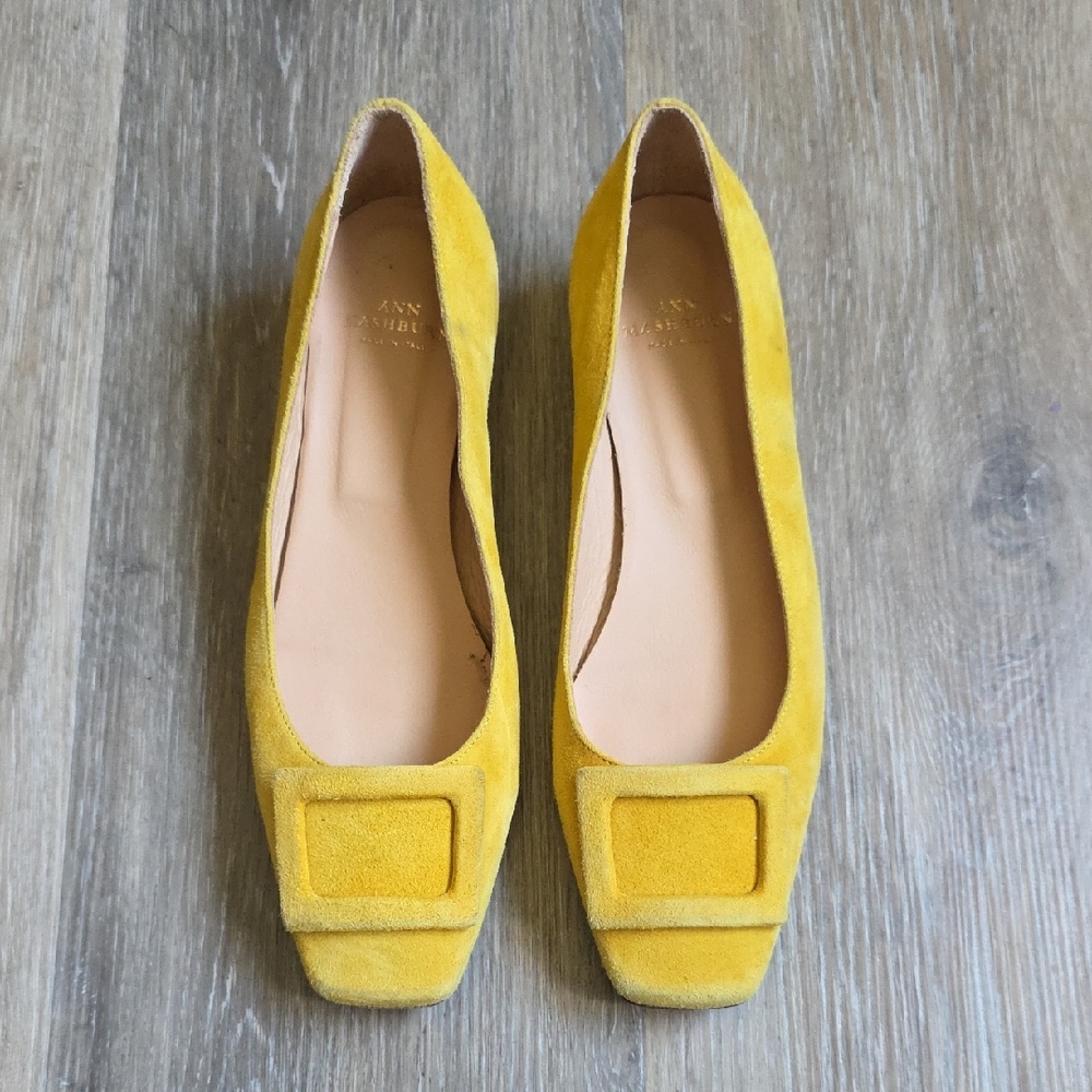 ANN MASHBURN Suede Square-Toe Flats